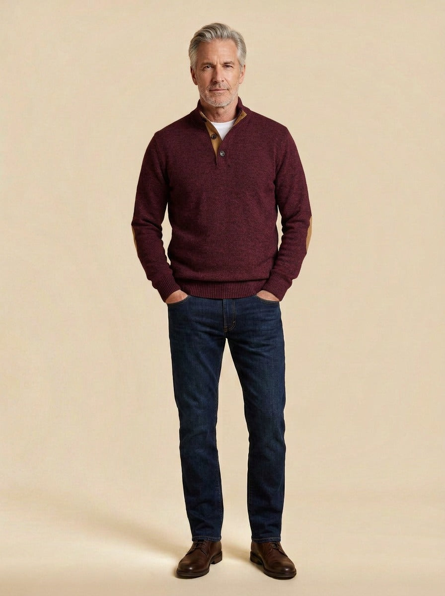 Bellamy sweater in Burgundy, studio, Gentlemens Manor