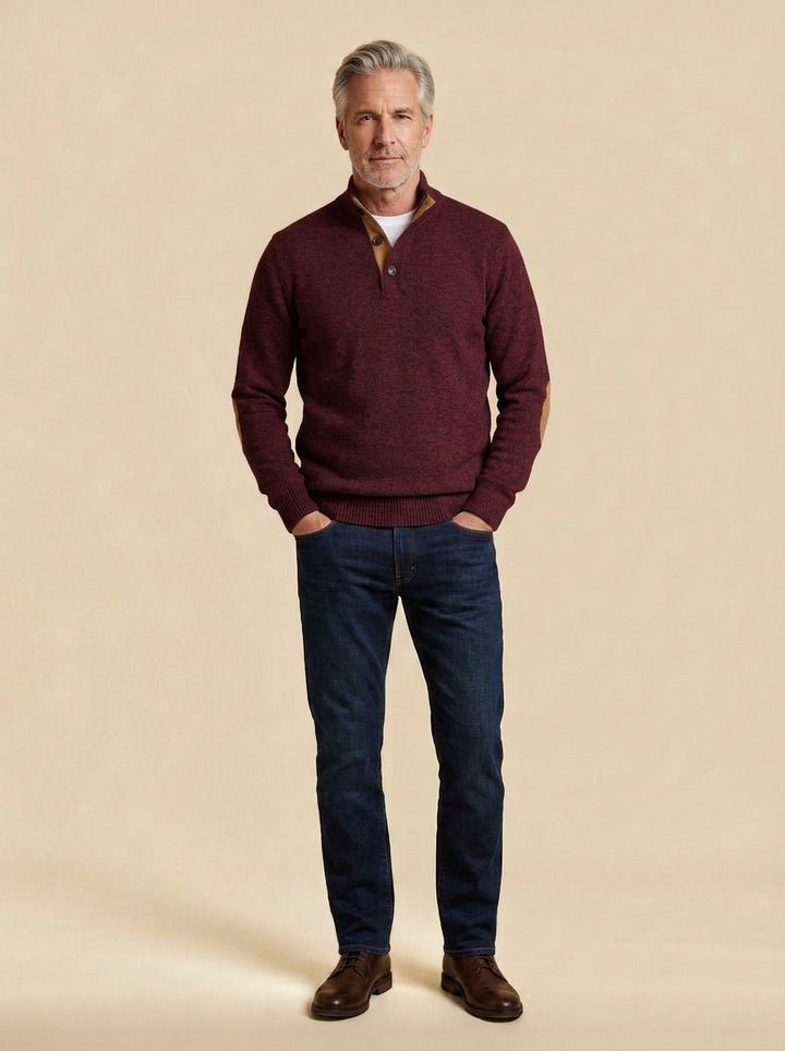 Bellamy sweater in Burgundy, studio, Gentlemens Manor
