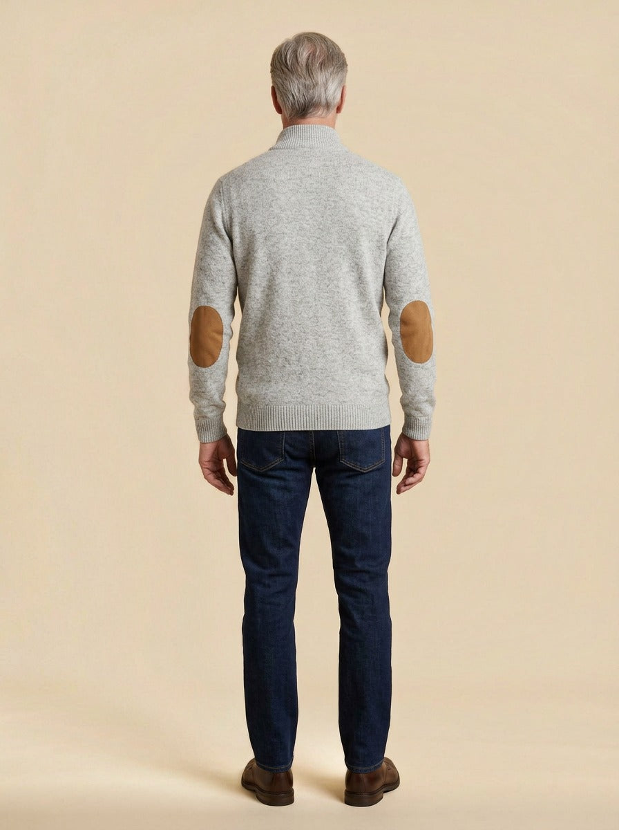 Bellamy sweater in Light Grey, back view, Gentlemens Manor