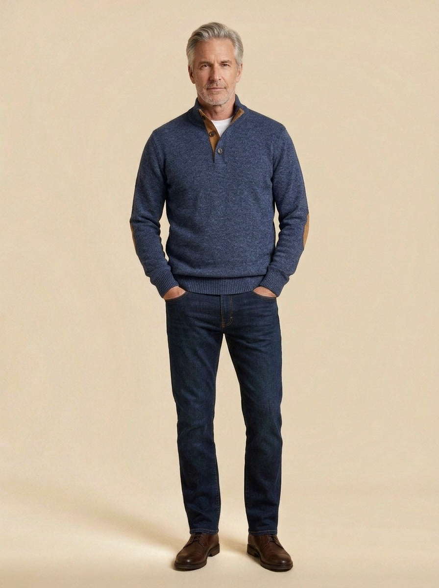 Bellamy sweater in Navy, studio, Gentlemens Manor