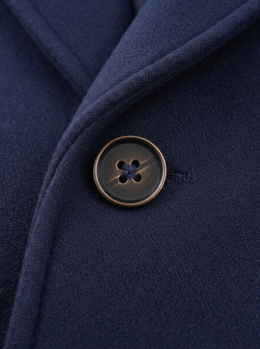 Bellingham double breasted peak lapel overcoat, fabric close up, Gentlemens Manor