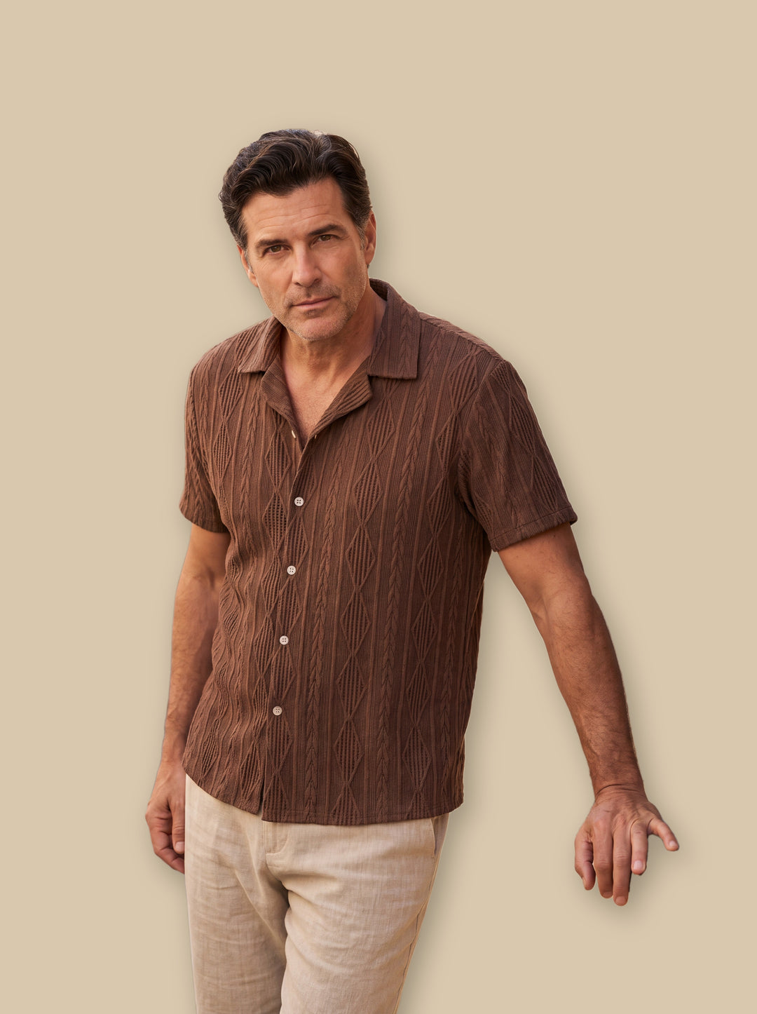 Benedict casual shirt in Brown, studio - Gentlemens Manor