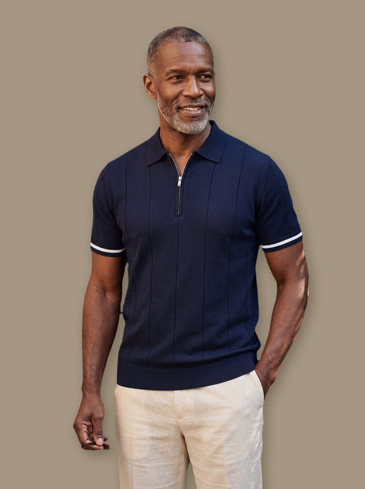 Benjamin polo shirt in Navy, studio - Gentlemens Manor