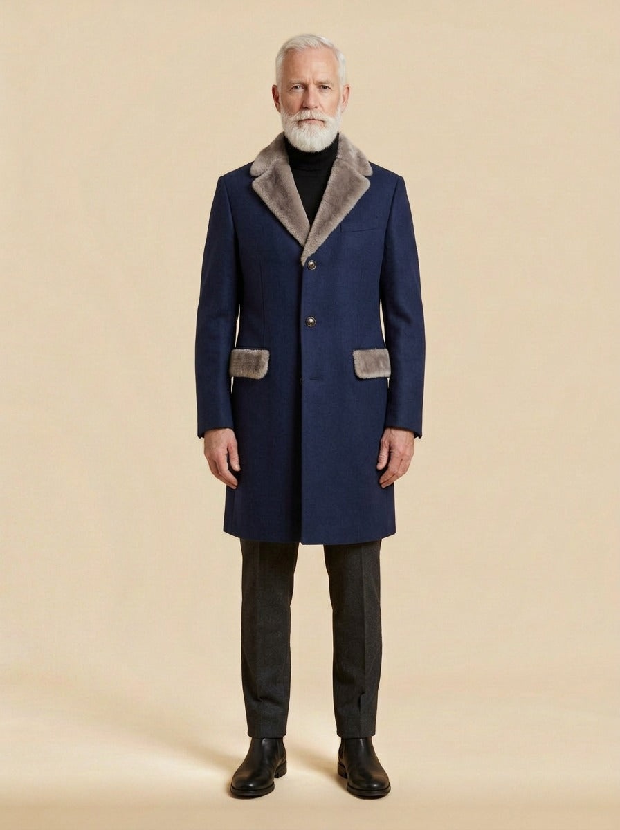 Benson coat in Navy, studio, Gentlemens Manor