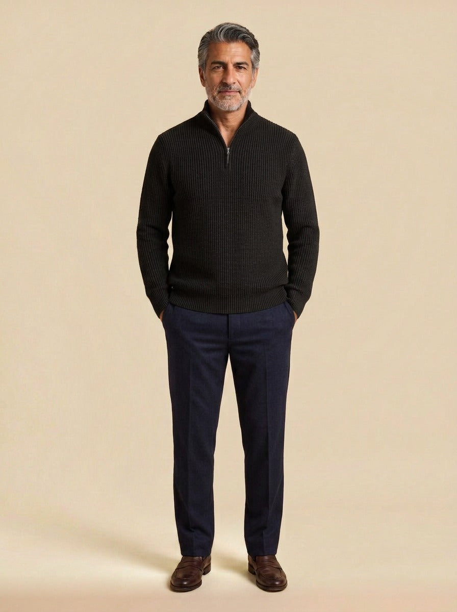 Bexford half zip sweater in Black, studio, Gentlemens Manor