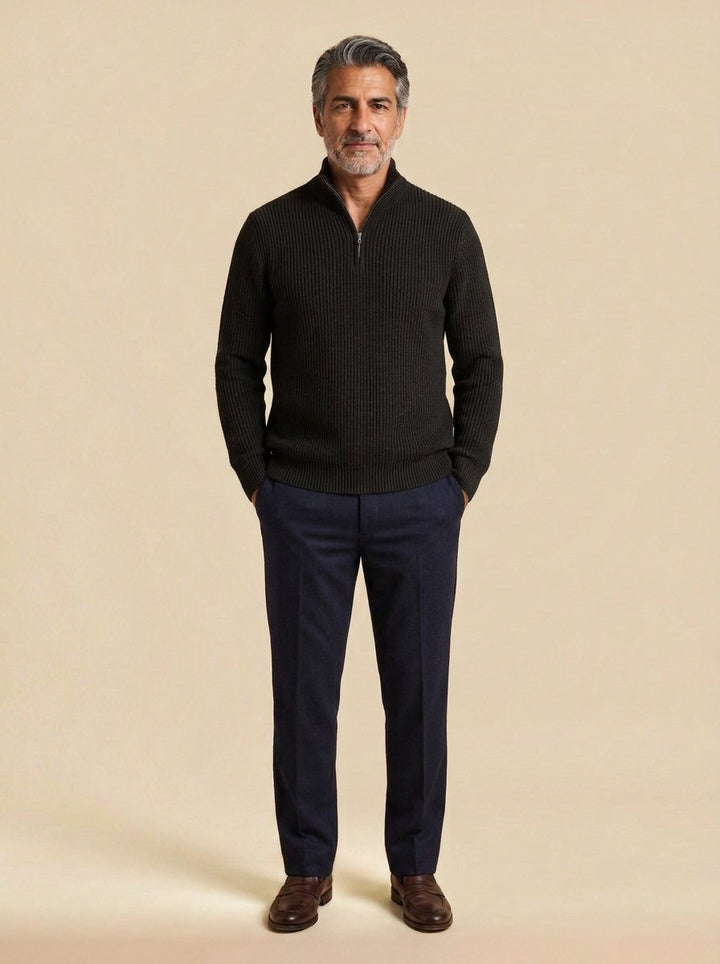 Bexford half zip sweater in Black, studio, Gentlemens Manor