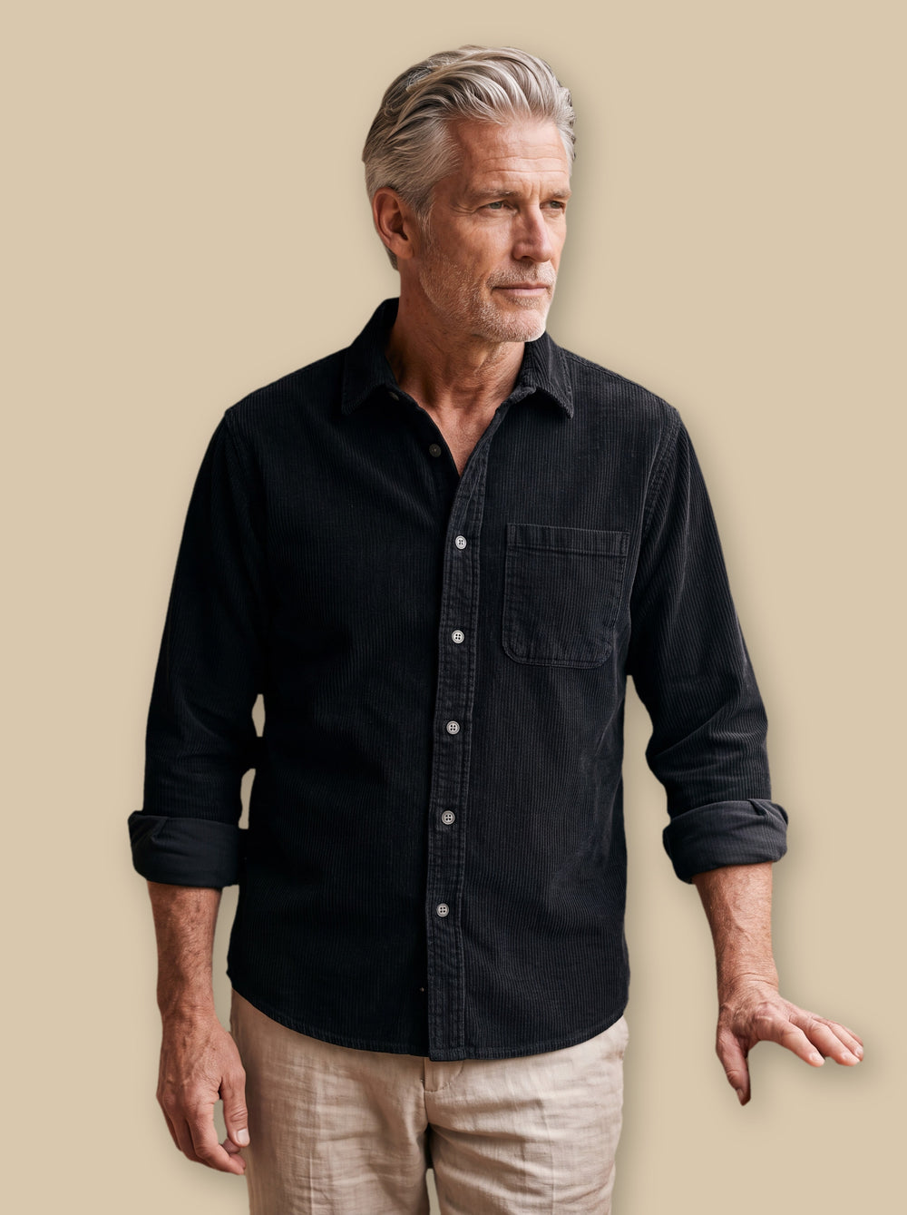 Bishop casual shirt in Black, studio - Gentlemens Manor