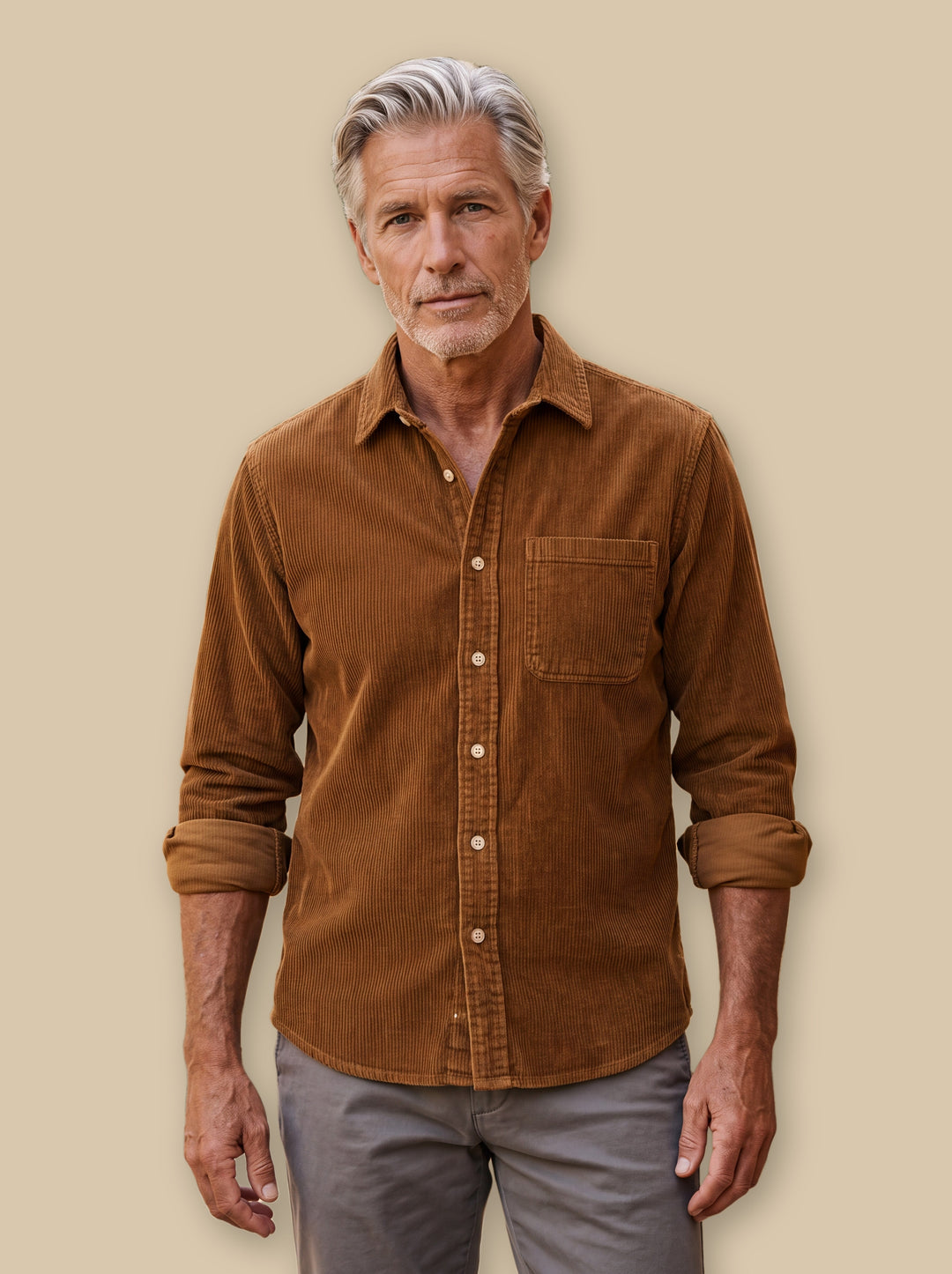 Bishop casual shirt in Brown, studio - Gentlemens Manor
