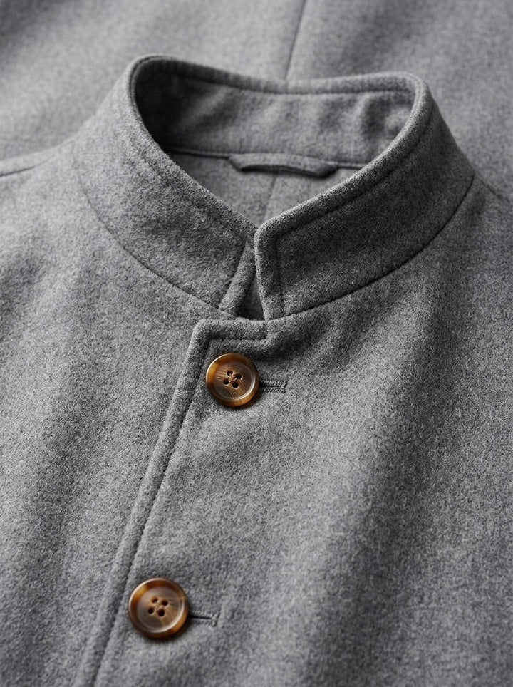 Blaine wool stand collar jacket, fabric close up, Gentlemens Manor