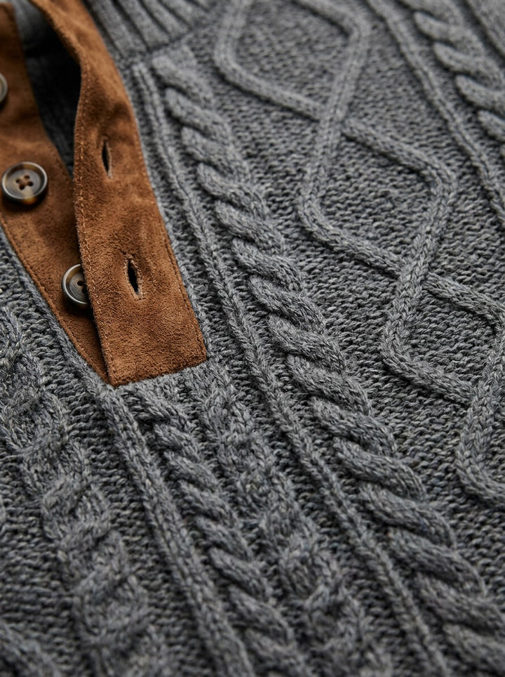 Blakely cable knit sweater, fabric close up, Gentlemens Manor
