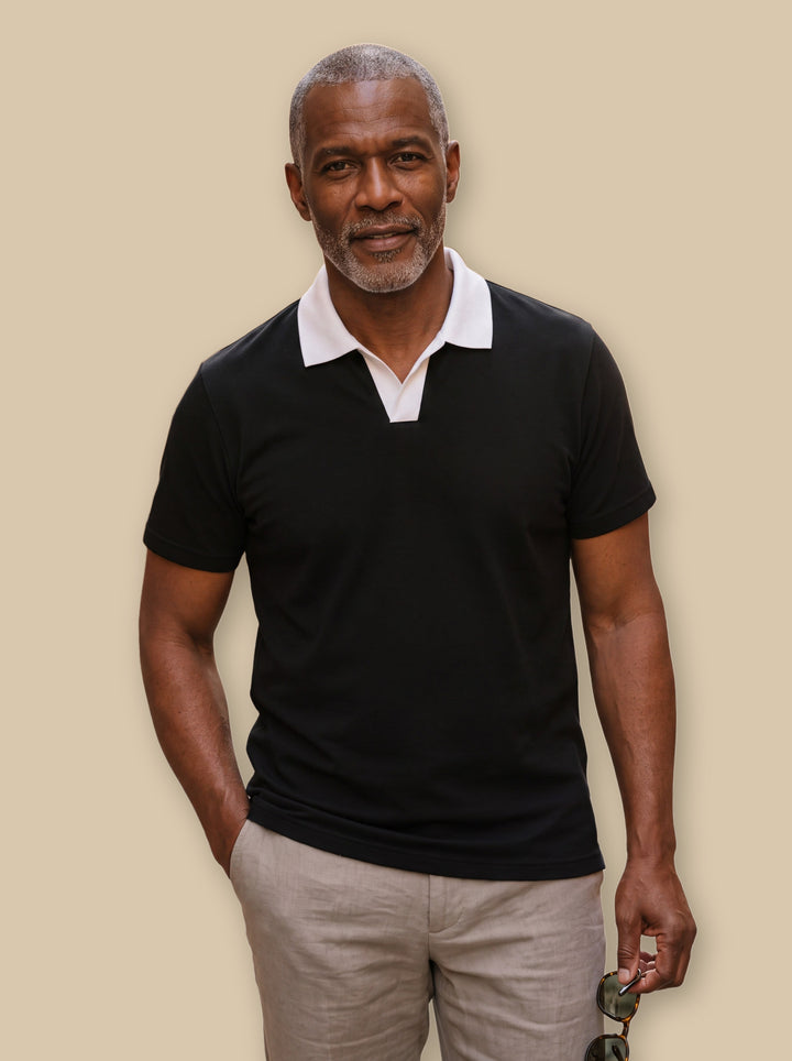 Booker polo shirt in Black, studio - Gentlemens Manor