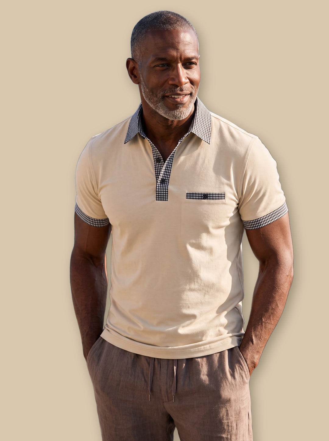 Boone polo shirt in Beige, studio - Gentlemens Manor
