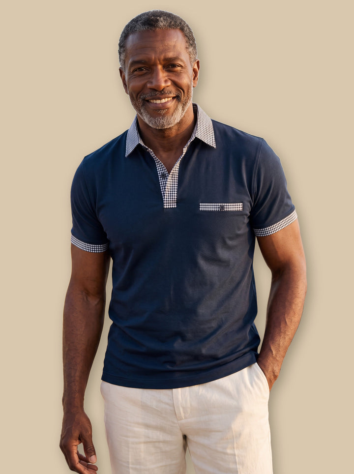Boone polo shirt in Navy, studio - Gentlemens Manor