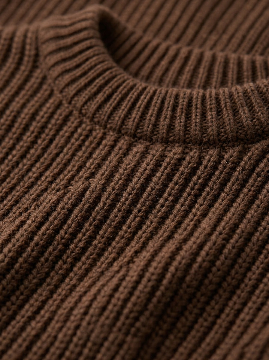 Bowen chunky ribbed crew neck sweater, fabric close up, Gentlemens Manor