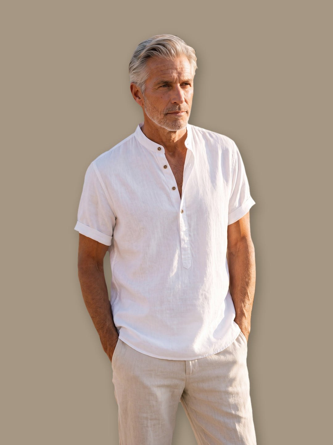 Bradford linen shirt in White, studio - Gentlemens Manor