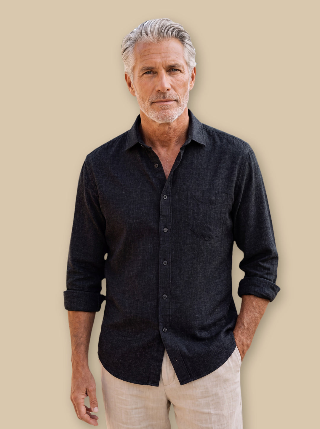 Bradley casual shirt in Black, studio - Gentlemens Manor