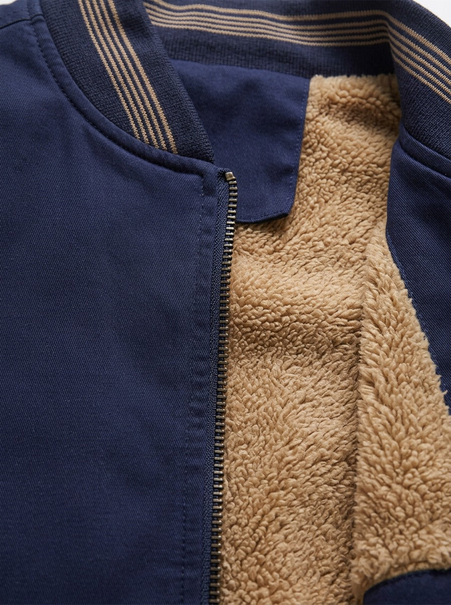 Bramley sherpa lined bomber jacket, fabric close up, Gentlemens Manor