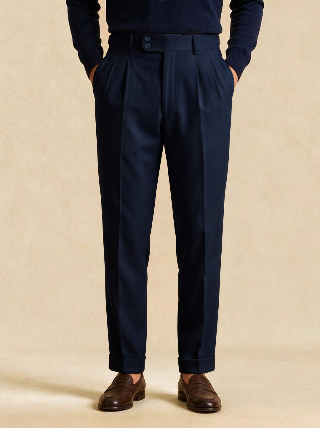 Bramwell dress pants in Navy, studio, Gentlemens Manor