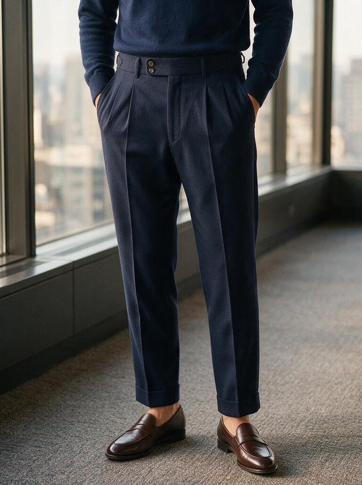 Bramwell dress pants in Navy, lifestyle, Gentlemens Manor