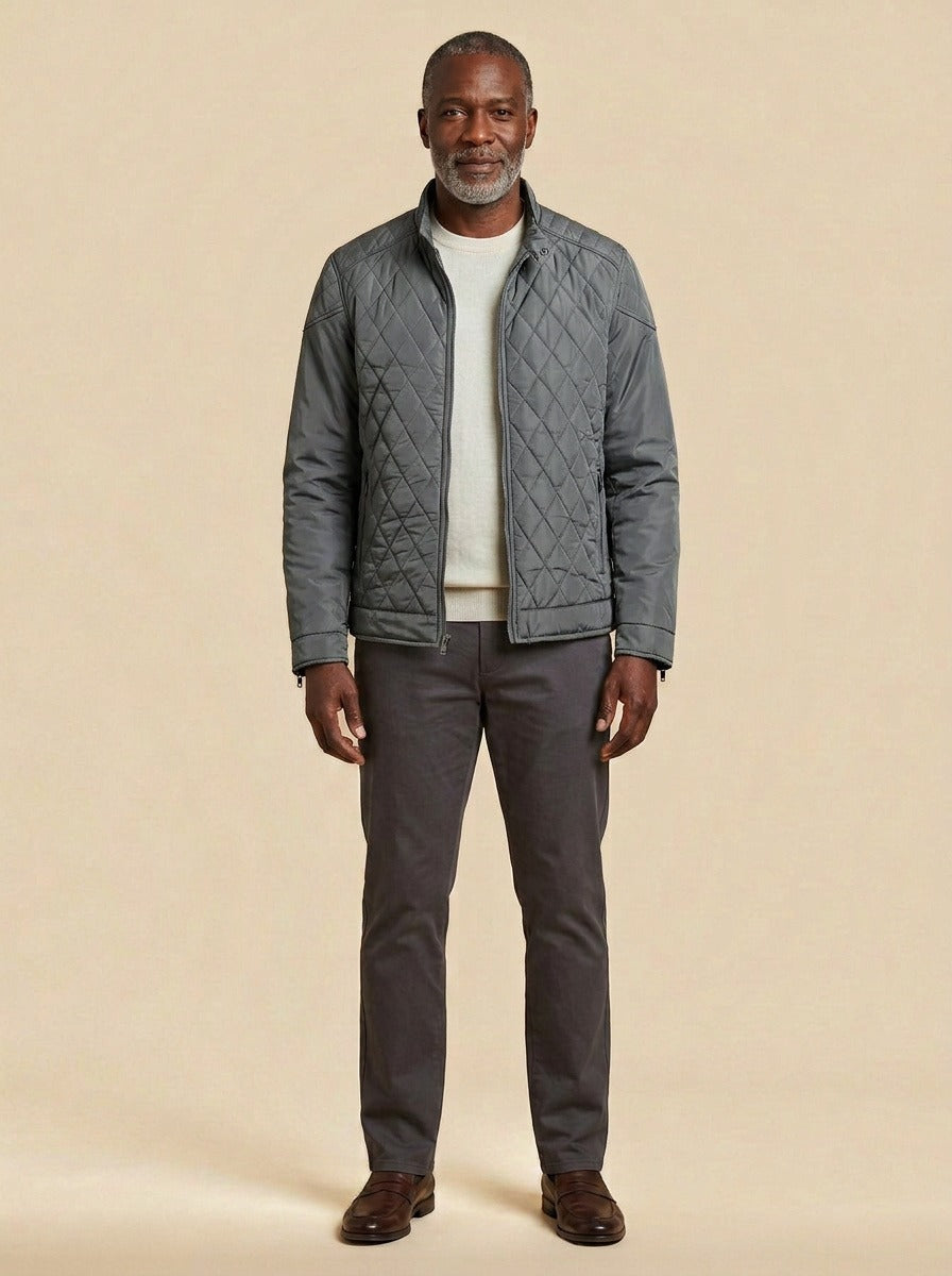 Brantley quilted jacket in Grey, studio, Gentlemens Manor