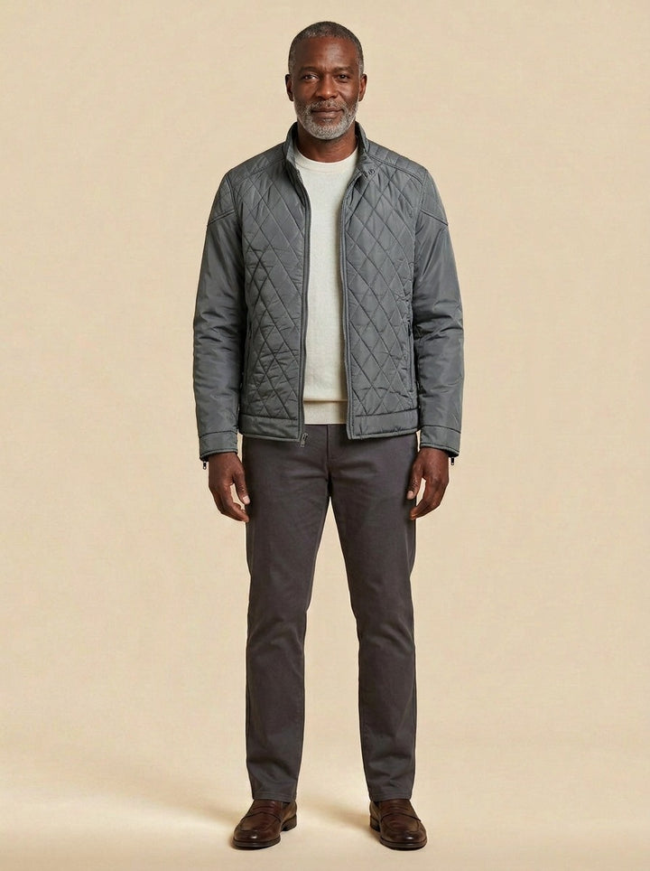 Brantley quilted jacket in Grey, studio, Gentlemens Manor
