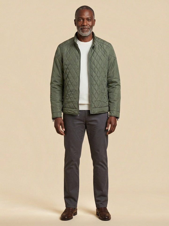 Brantley quilted jacket in Olive, studio, Gentlemens Manor