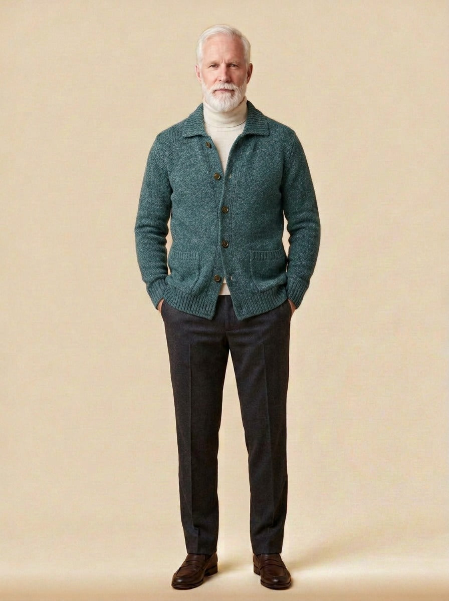 Brennan cardigan in Green, studio, Gentlemens Manor
