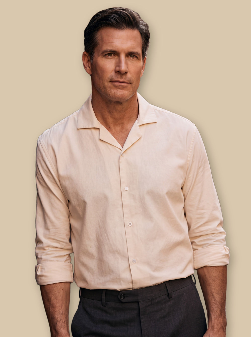 Brewster casual shirt in Beige, studio - Gentlemens Manor