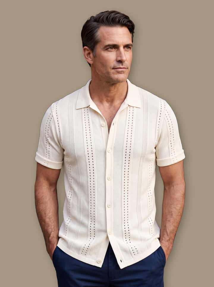 Briggs knit sweater in Cream, studio - Gentlemens Manor