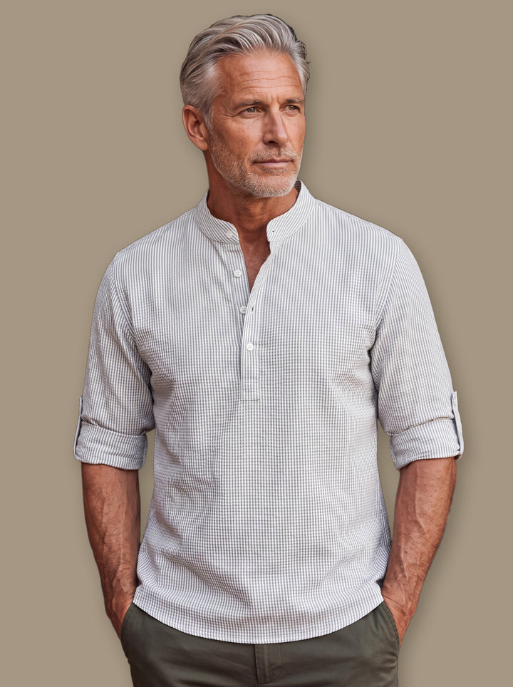 Bruce casual shirt in Light Grey, studio - Gentlemens Manor