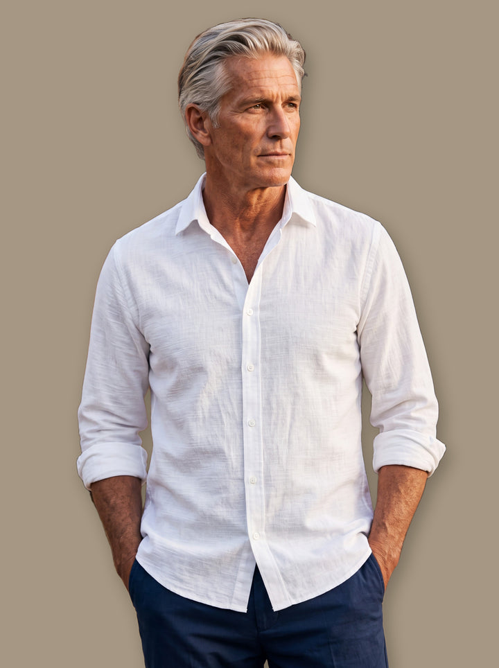 Bruce casual shirt in White, studio - Gentlemens Manor