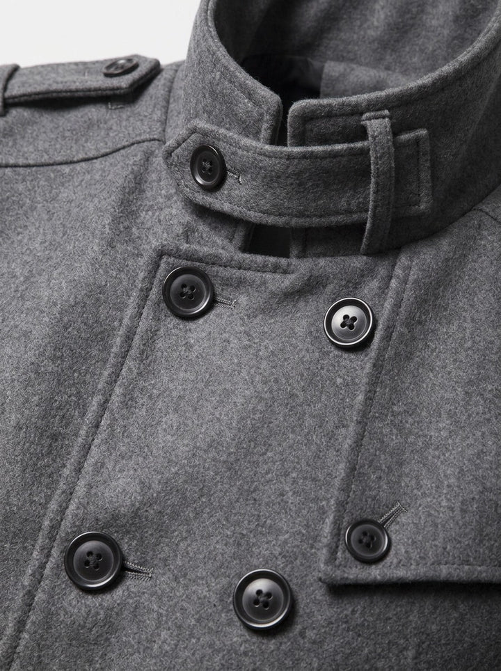 Buchanan double breasted officer coat, fabric close up, Gentlemens Manor