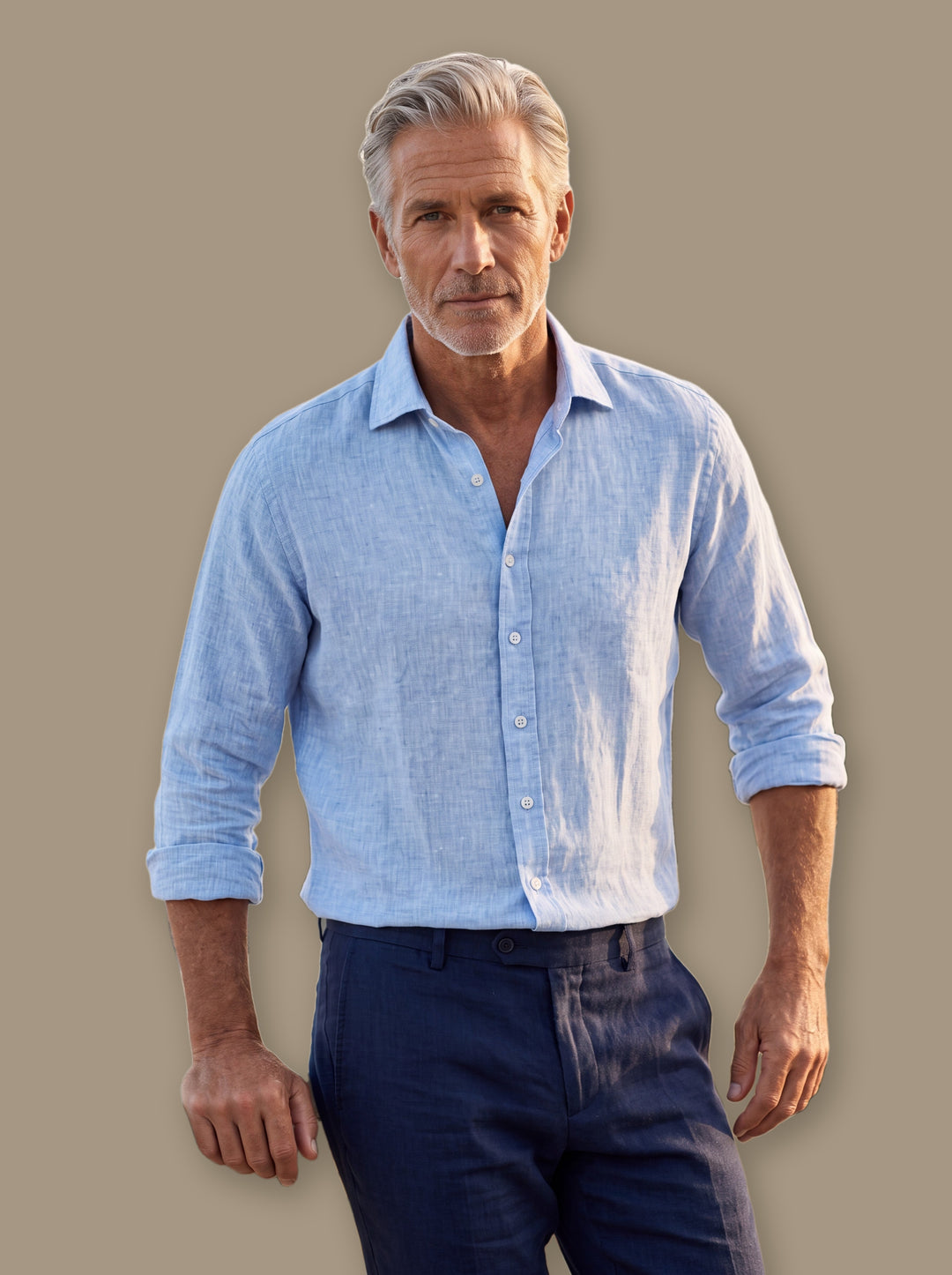 Burton linen shirt in Light Blue, studio - Gentlemens Manor