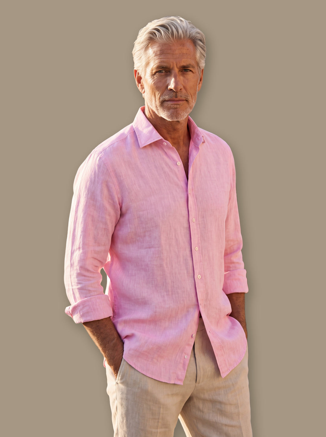 Burton linen shirt in Pink, studio - Gentlemens Manor