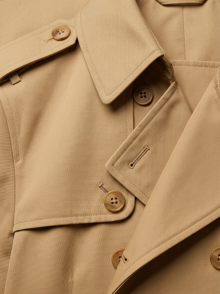 Cabot double breasted trench coat, fabric close up, Gentlemens Manor