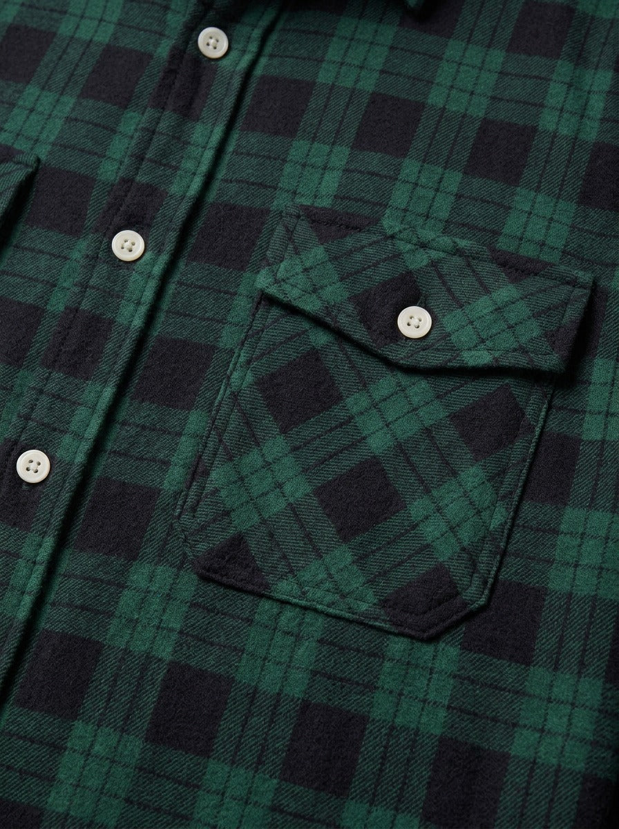Cadwell plaid flannel shirt, fabric close up, Gentlemens Manor