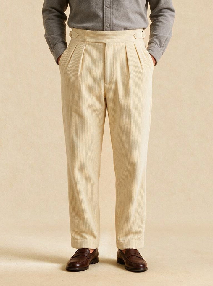 Caldwell corduroy pants in Cream, studio, Gentlemens Manor