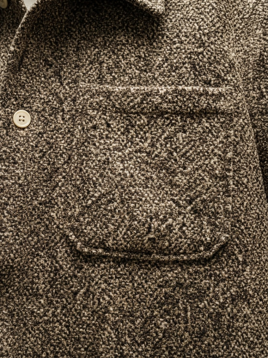 Callahan boucle shirt jacket, fabric close up, Gentlemens Manor