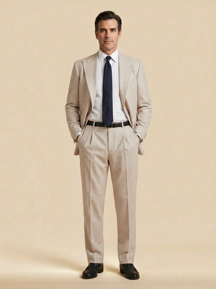 Calloway two piece suit in Beige, studio, Gentlemens Manor