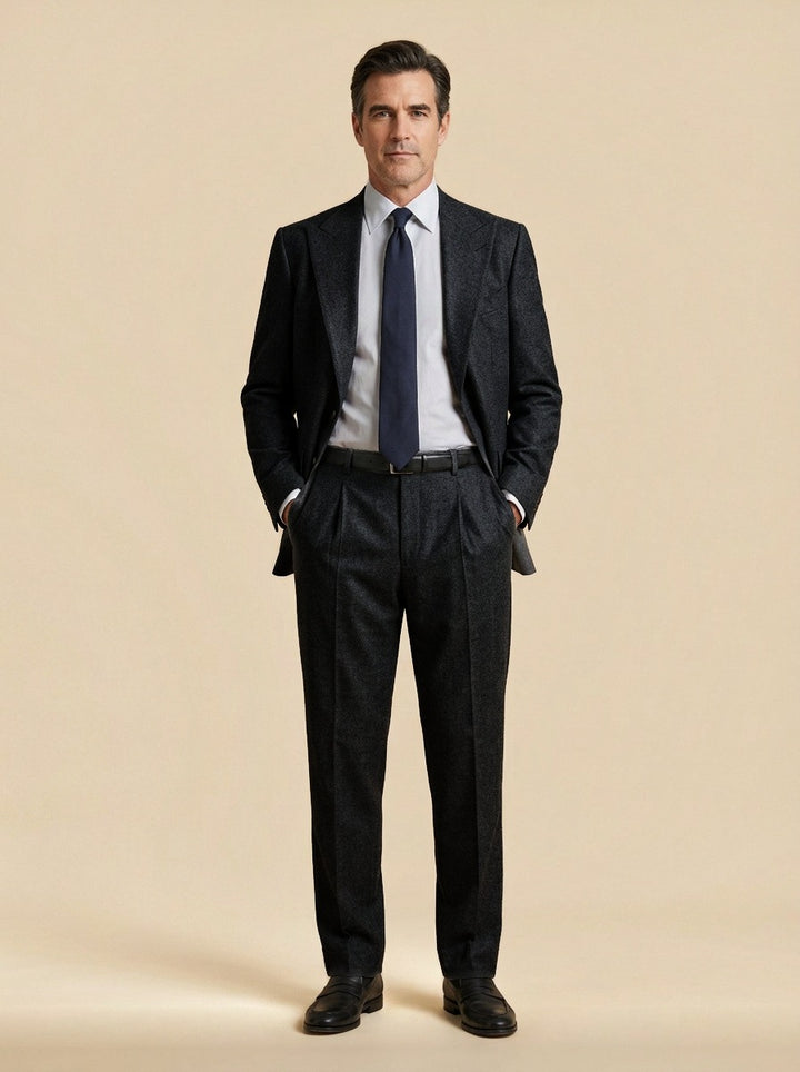 Calloway two piece suit in Black, studio, Gentlemens Manor