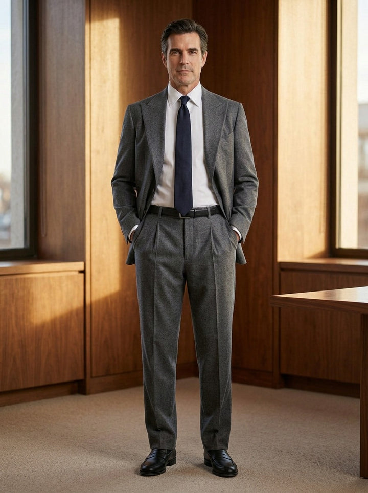 Calloway two piece suit in Charcoal, lifestyle, Gentlemens Manor