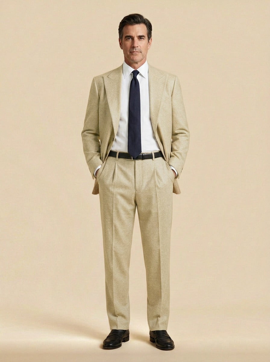 Calloway two piece suit in Sand, studio, Gentlemens Manor