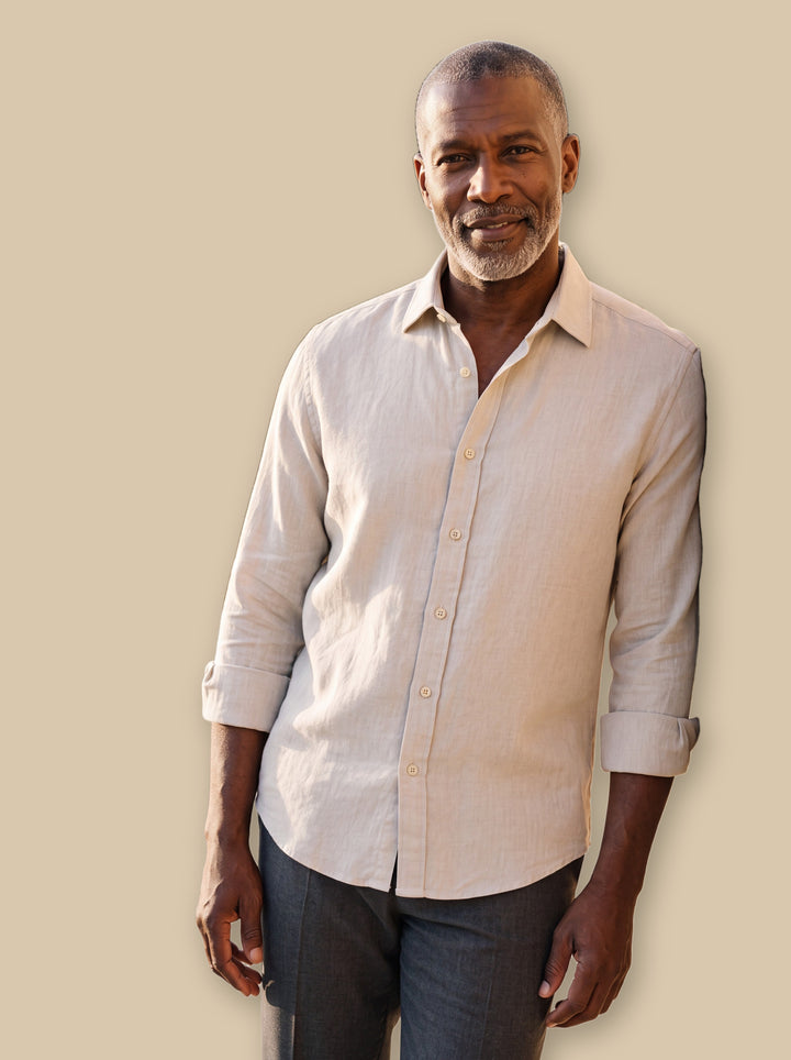 Calvin casual shirt in White, studio - Gentlemens Manor
