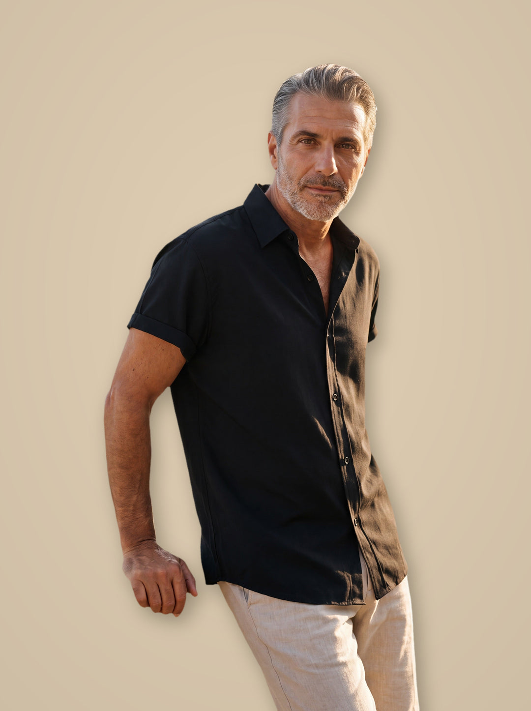 Carlton casual shirt in Black, studio - Gentlemens Manor