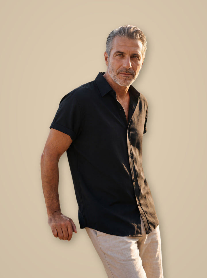 Carlton casual shirt in Black, studio - Gentlemens Manor