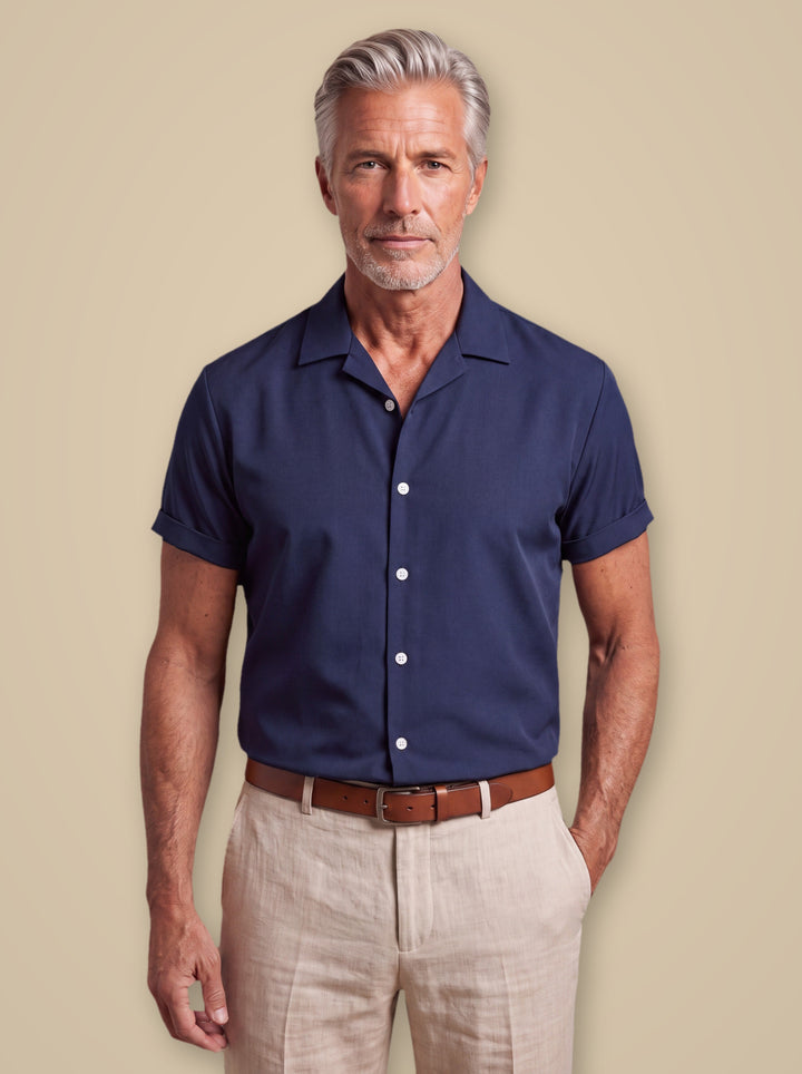 Carlton casual shirt in Navy, studio - Gentlemens Manor