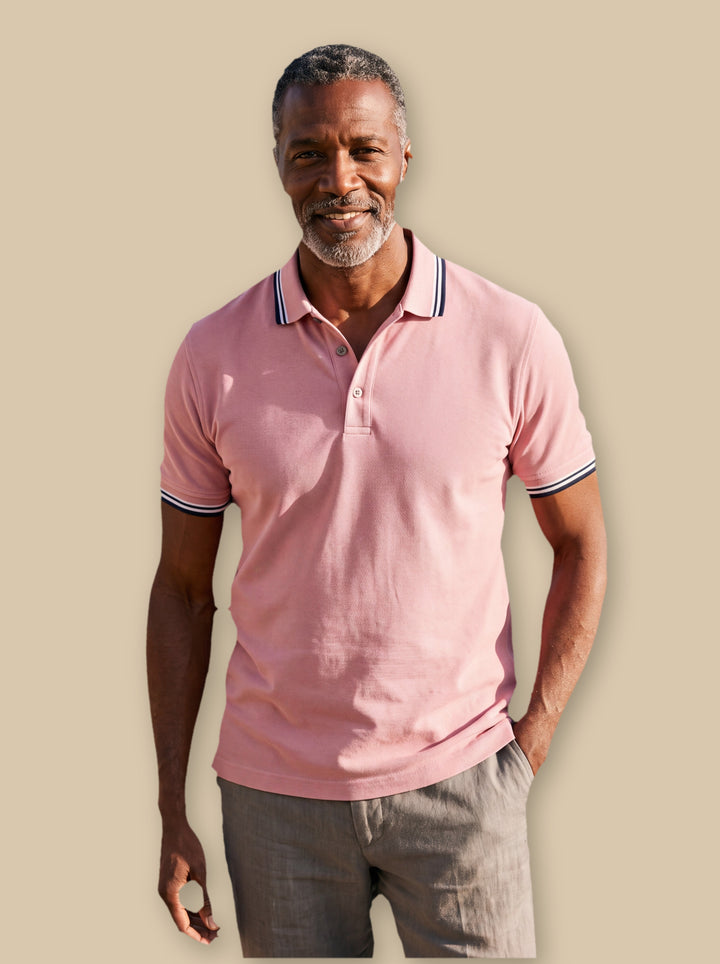 Carlton polo shirt in Pink, studio - Gentlemens Manor