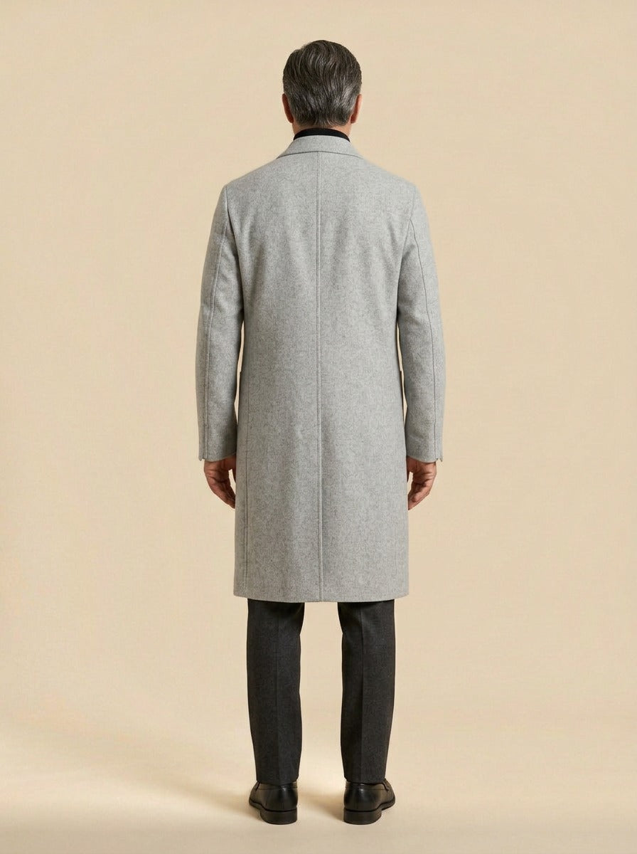 Carmichael overcoat in Grey, back view, Gentlemens Manor
