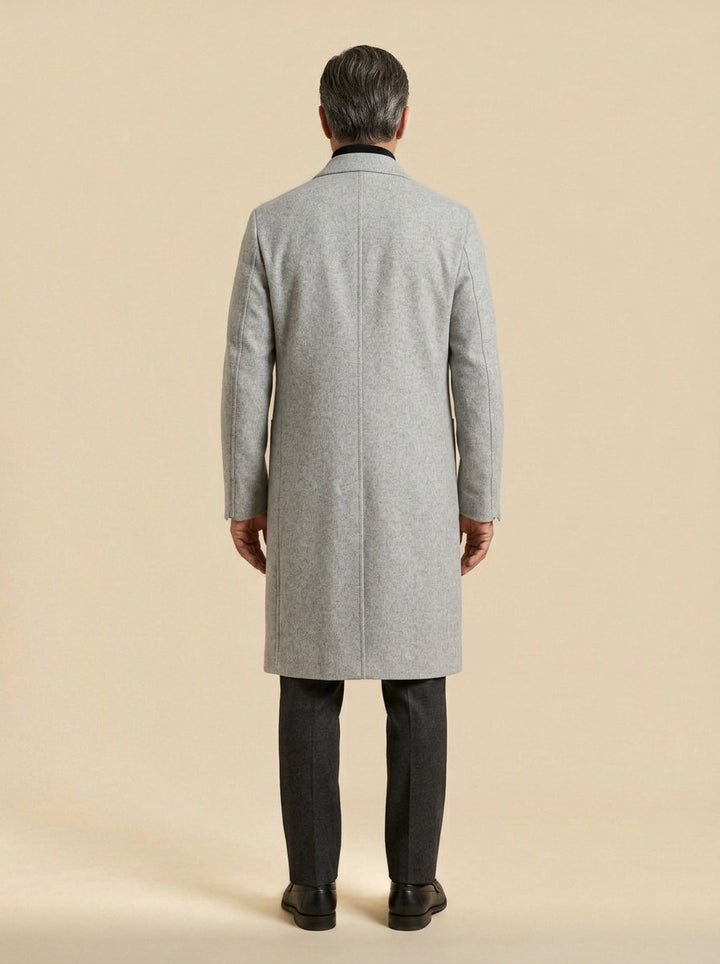 Carmichael overcoat in Grey, back view, Gentlemens Manor