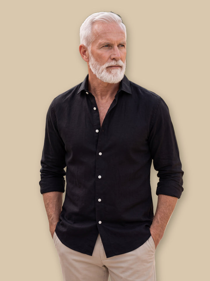 Cary casual shirt in Black, studio - Gentlemens Manor